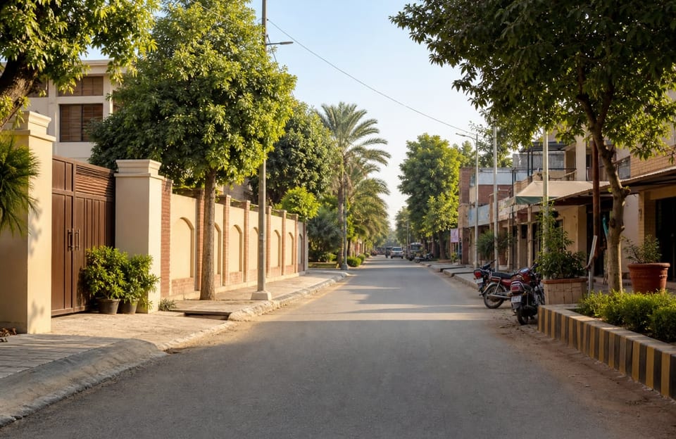 Quiet residential street near Lahore Road in Sargodha